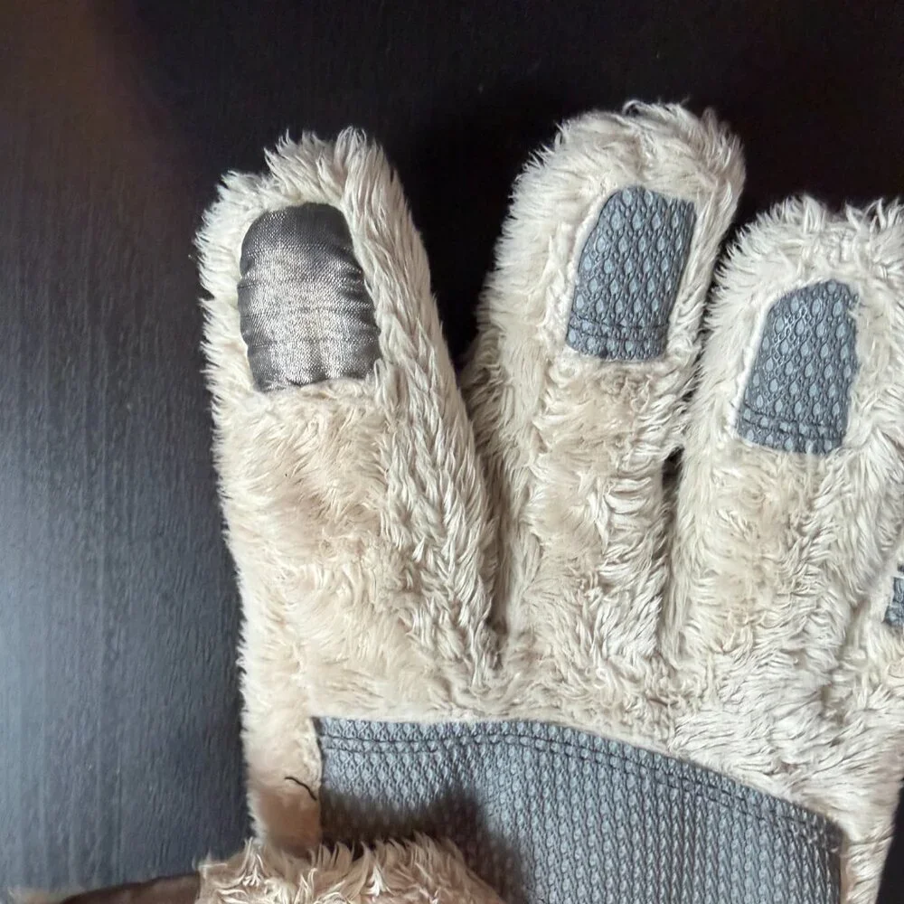 THE NORTH FACE Osito Etip Faux Fur Fleece Gloves Size Medium Grey Blue